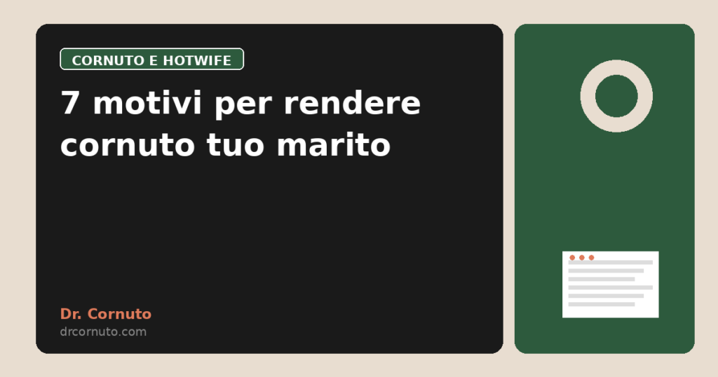 7 motivi per rendere cornuto tuo marito